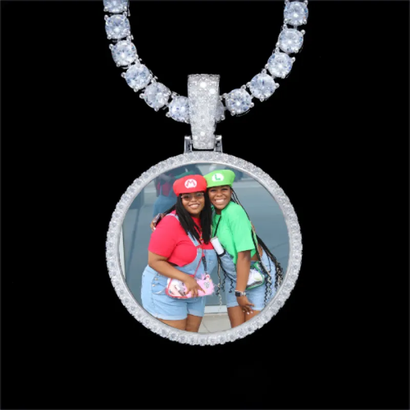 925S & VVS Moissanite 3D Circle Custom Picture Pendant made by The GUU Shop