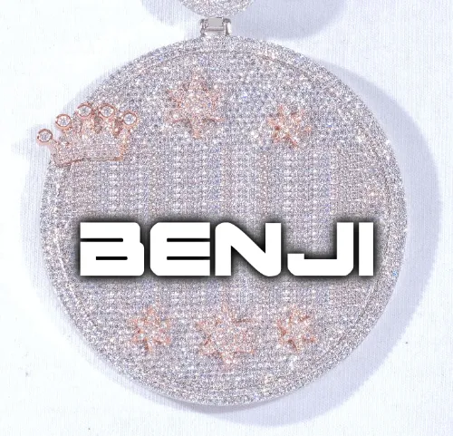 CUSTOM LETTER NECKLACE 3D BIG CROWN DISC sold by The GUU Shop