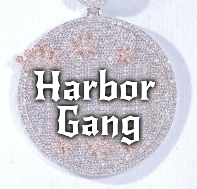 CUSTOM LETTER NECKLACE 3D BIG CROWN DISC sold by The GUU Shop