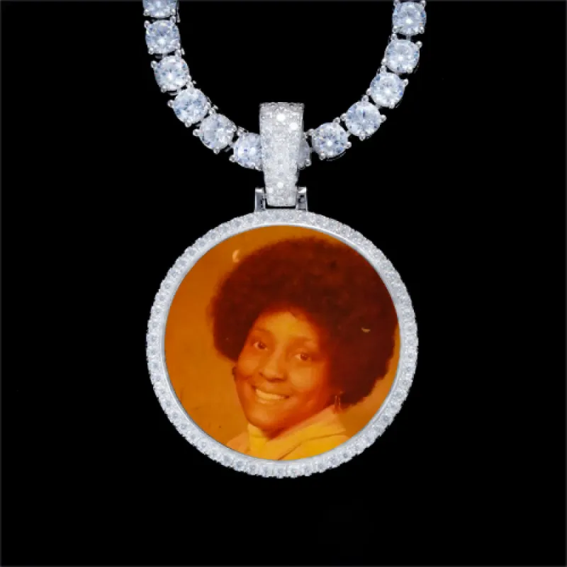 925S & VVS Moissanite 3D Circle Custom Picture Pendant sold by The GUU Shop