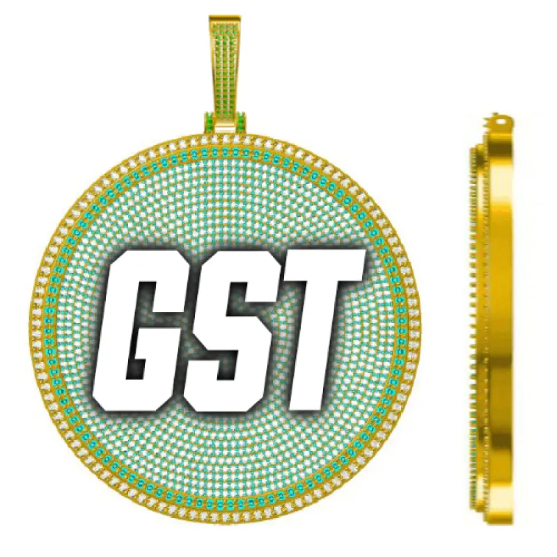 CUSTOM LETTER NECKLACE 3D BIG DISC sold by The GUU Shop