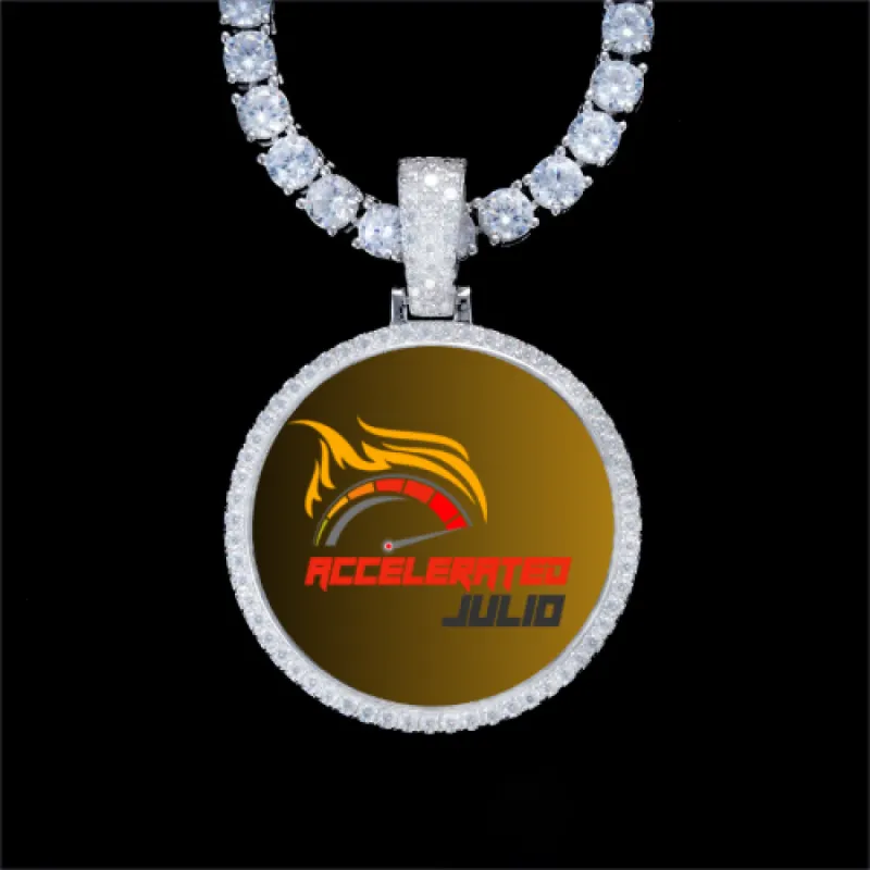 925S & VVS Moissanite 3D Circle Custom Picture Pendant made by The GUU Shop