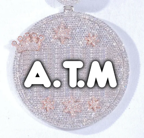 CUSTOM LETTER NECKLACE 3D BIG CROWN DISC sold by The GUU Shop