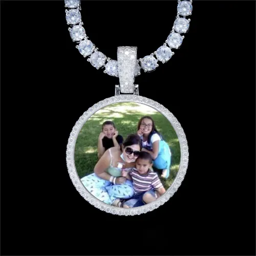 925S & VVS Moissanite 3D Circle Custom Picture Pendant sold by The GUU Shop