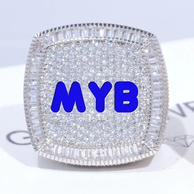 CUSTOM LETTER 3D ICED RING sold by The GUU Shop