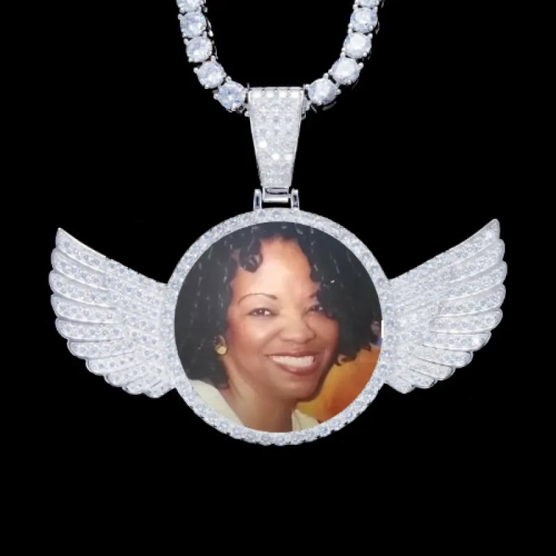 925S & VVS Moissanite 3D Wing Custom Picture Pendant sold by The GUU Shop