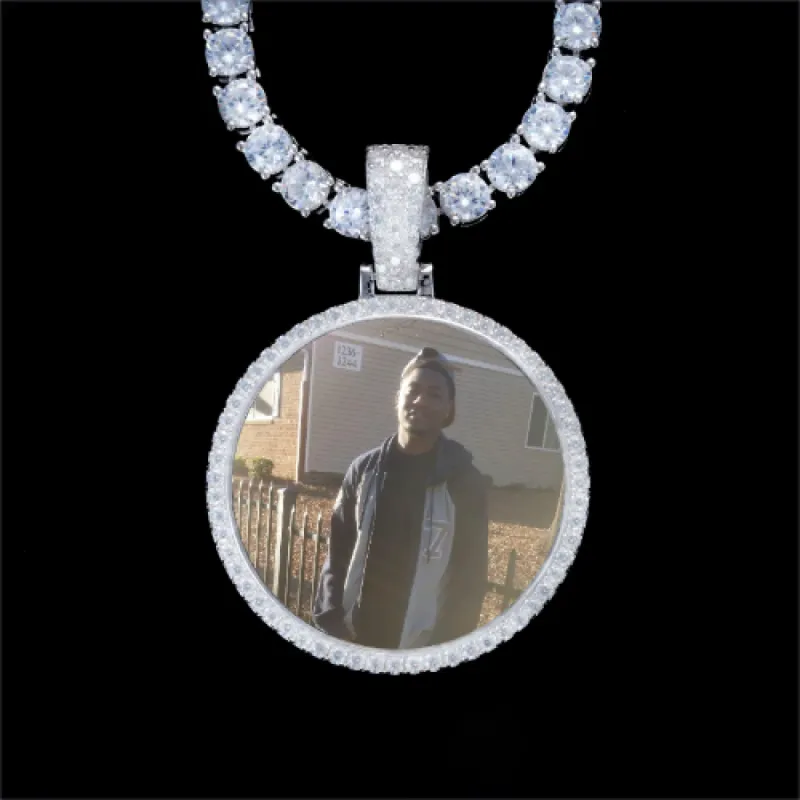 925S & VVS Moissanite 3D Circle Custom Picture Pendant sold by The GUU Shop