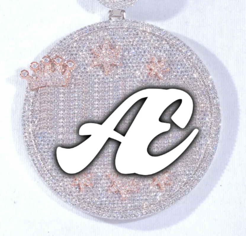 CUSTOM LETTER NECKLACE 3D BIG CROWN DISC sold by The GUU Shop