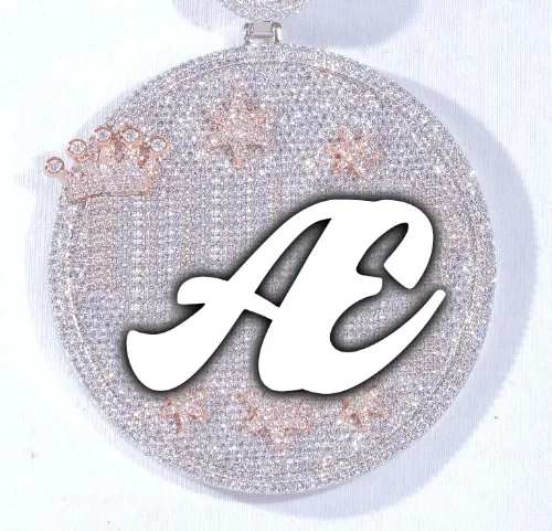 CUSTOM LETTER NECKLACE 3D BIG CROWN DISC sold by The GUU Shop