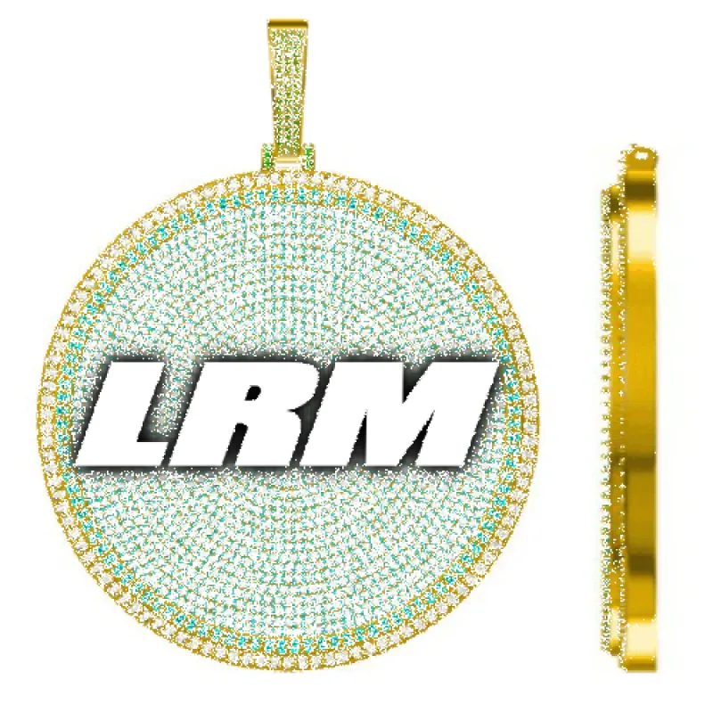 CUSTOM LETTER NECKLACE 3D BIG DISC sold by The GUU Shop