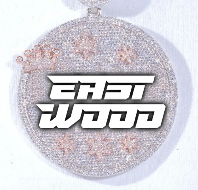 CUSTOM LETTER NECKLACE 3D BIG CROWN DISC sold by The GUU Shop