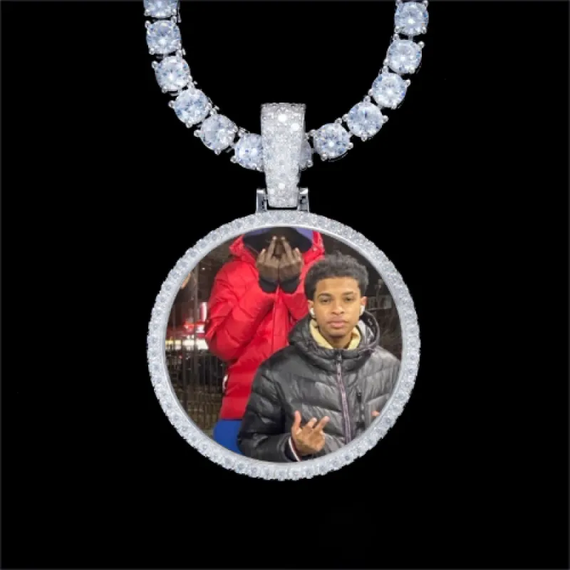 925S & VVS Moissanite 3D Circle Custom Picture Pendant sold by The GUU Shop