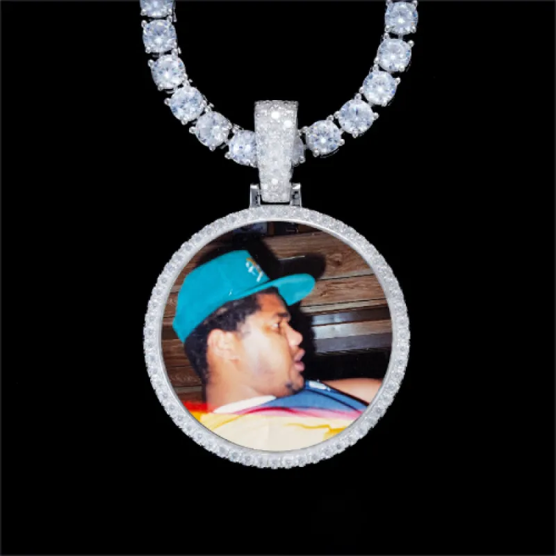 925S & VVS Moissanite 3D Circle Custom Picture Pendant sold by The GUU Shop