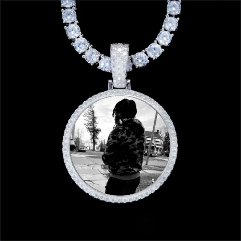 925S & VVS Moissanite 3D Circle Custom Picture Pendant sold by The GUU Shop