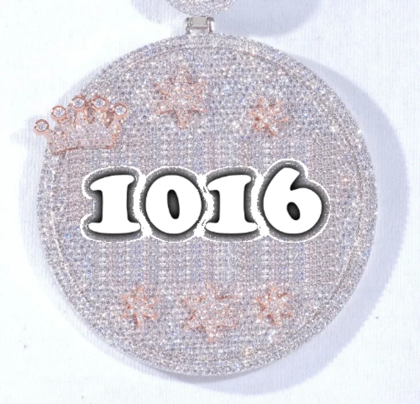 CUSTOM LETTER NECKLACE 3D BIG CROWN DISC sold by The GUU Shop