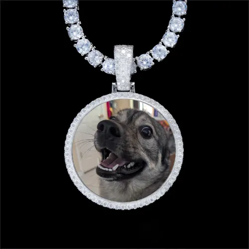 925S & VVS Moissanite 3D Circle Custom Picture Pendant sold by The GUU Shop