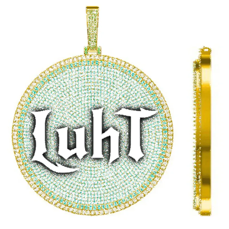 CUSTOM LETTER NECKLACE 3D BIG DISC sold by The GUU Shop