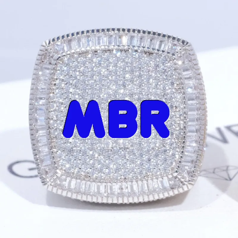 CUSTOM LETTER 3D ICED RING sold by The GUU Shop