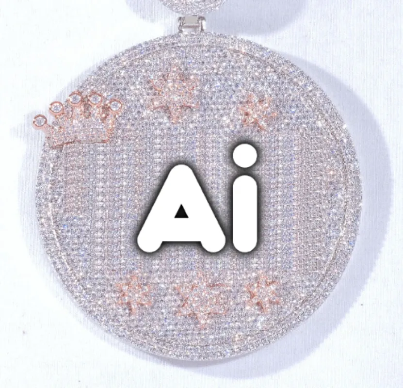 CUSTOM LETTER NECKLACE 3D BIG CROWN DISC sold by The GUU Shop