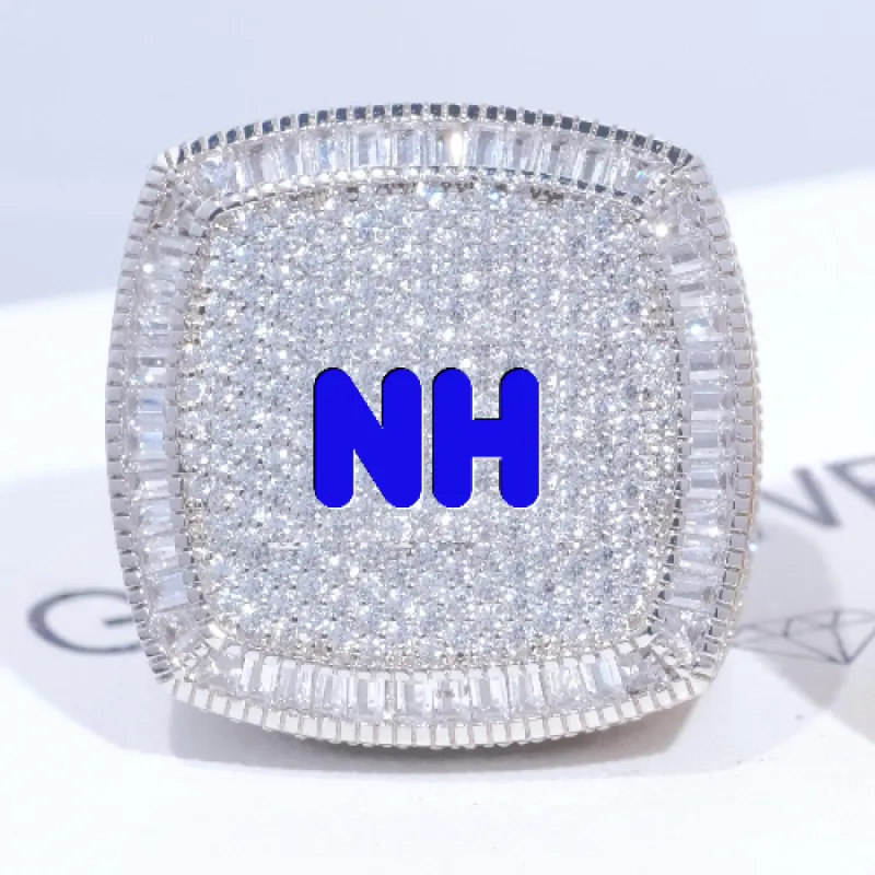 CUSTOM LETTER 3D ICED RING sold by The GUU Shop