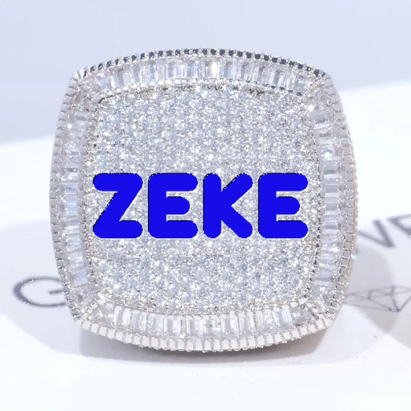 CUSTOM LETTER 3D ICED RING sold by The GUU Shop