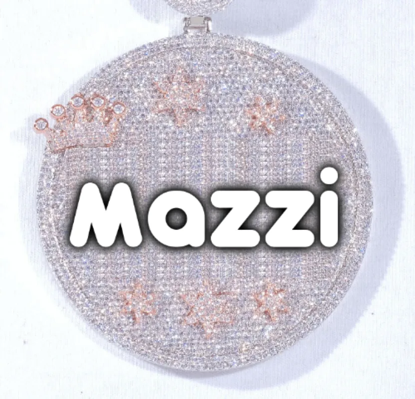 CUSTOM LETTER NECKLACE 3D BIG CROWN DISC sold by The GUU Shop