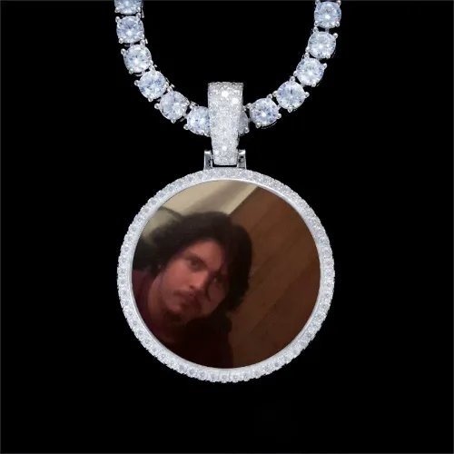 925S & VVS Moissanite 3D Circle Custom Picture Pendant sold by The GUU Shop