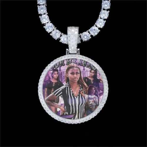 925S & VVS Moissanite 3D Circle Custom Picture Pendant sold by The GUU Shop