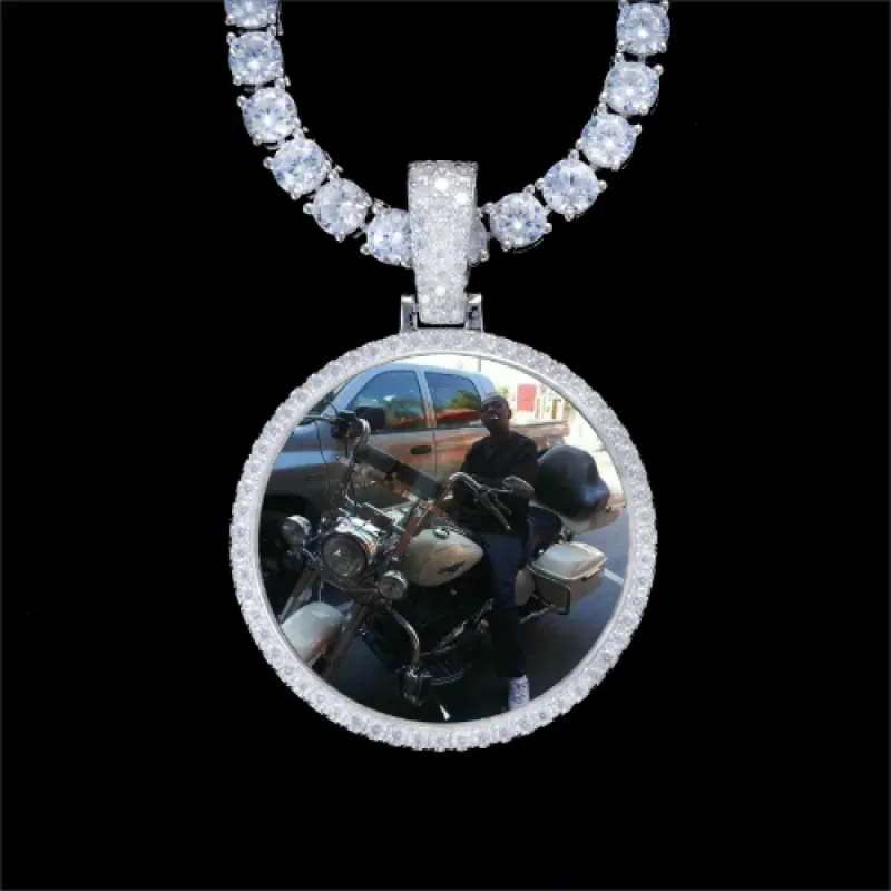925S & VVS Moissanite 3D Circle Custom Picture Pendant sold by The GUU Shop