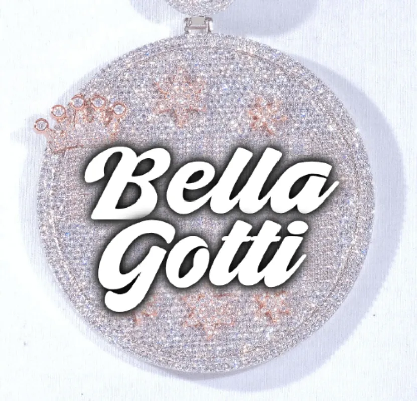 CUSTOM LETTER NECKLACE 3D BIG CROWN DISC sold by The GUU Shop