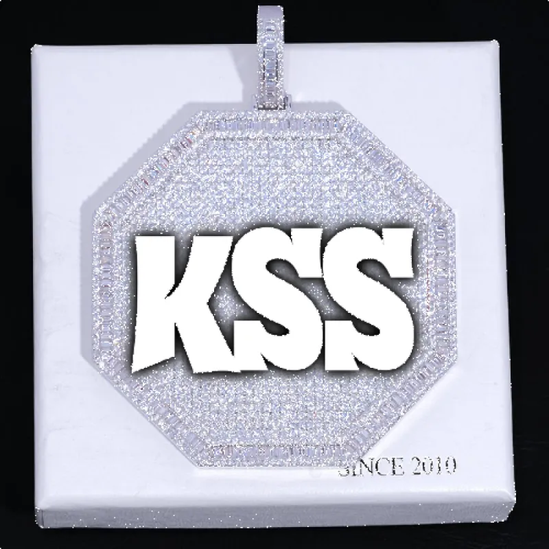 CUSTOM LETTER NECKLACE 3D BIG OCTAGON sold by The GUU Shop