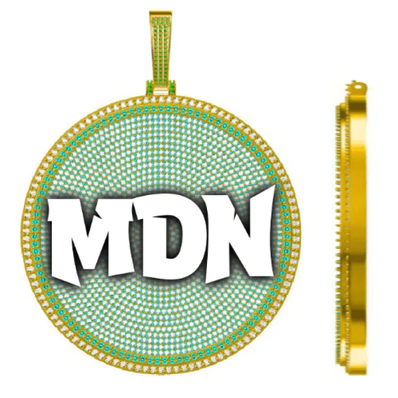 CUSTOM LETTER NECKLACE 3D BIG DISC sold by The GUU Shop