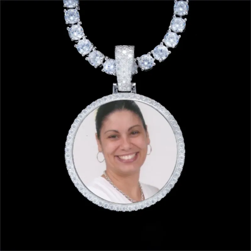 925S & VVS Moissanite 3D Circle Custom Picture Pendant sold by The GUU Shop