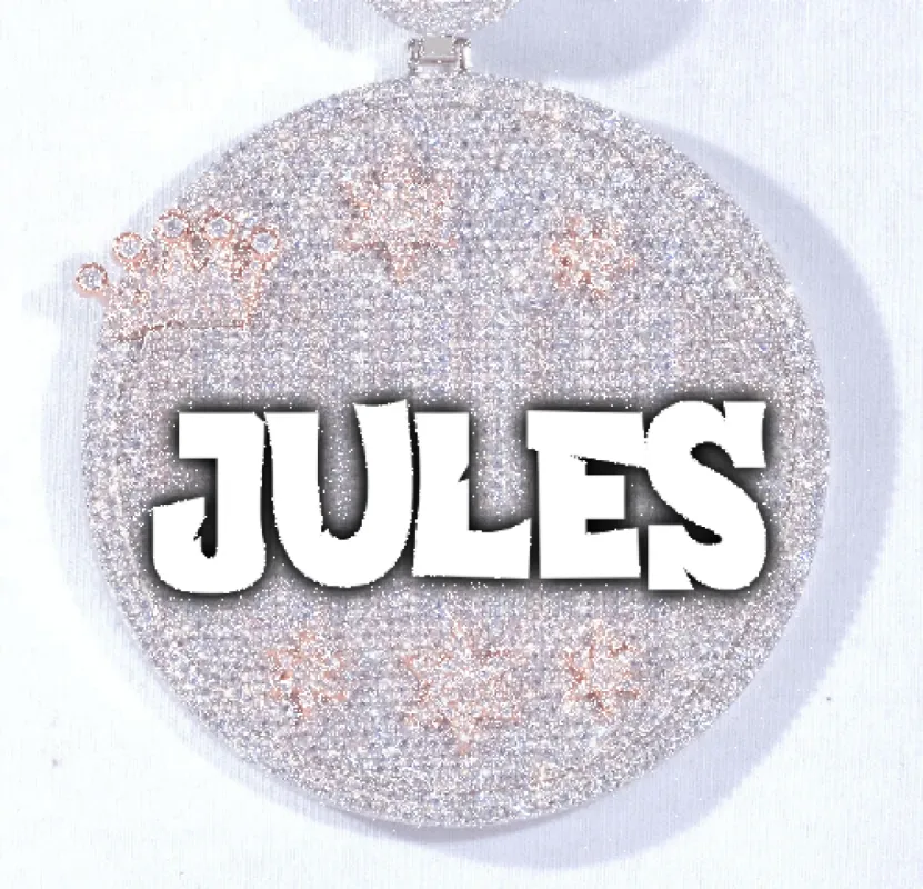 CUSTOM LETTER NECKLACE 3D BIG CROWN DISC sold by The GUU Shop