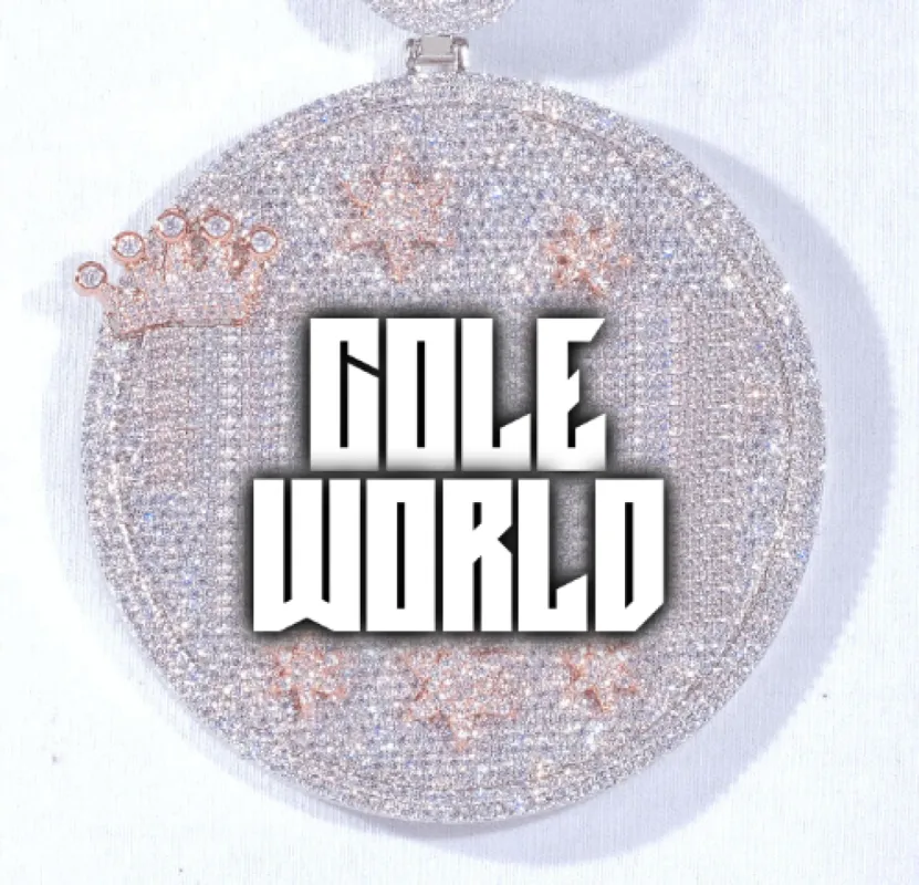 CUSTOM LETTER NECKLACE 3D BIG CROWN DISC sold by The GUU Shop