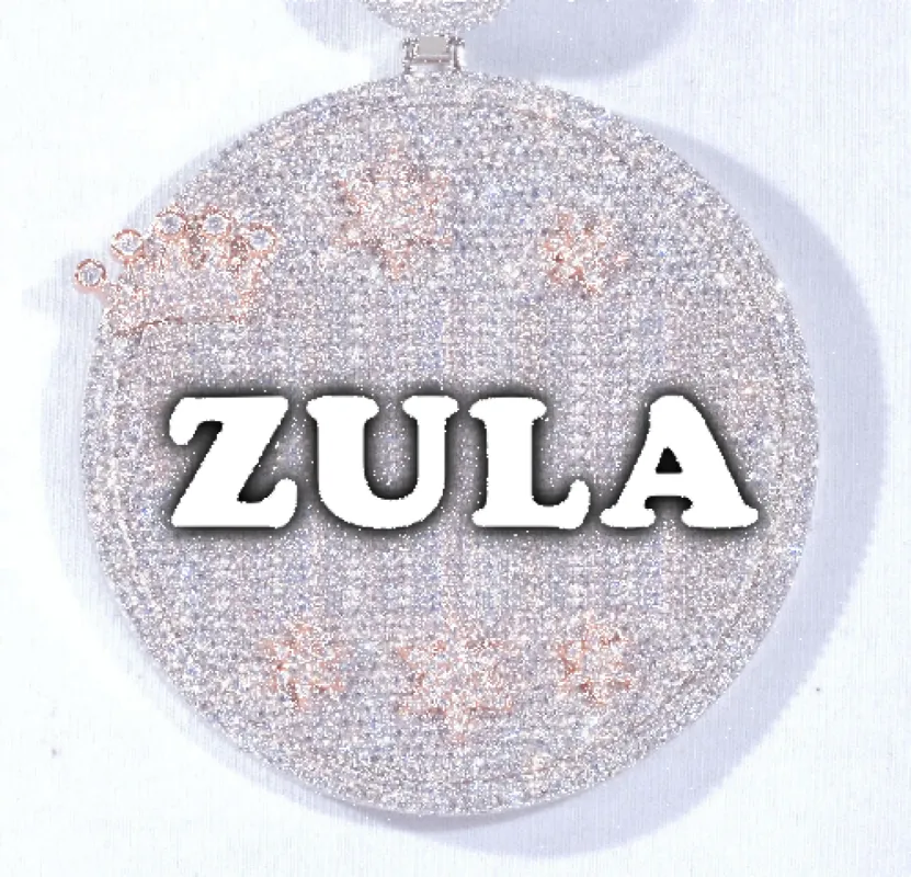 CUSTOM LETTER NECKLACE 3D BIG CROWN DISC sold by The GUU Shop