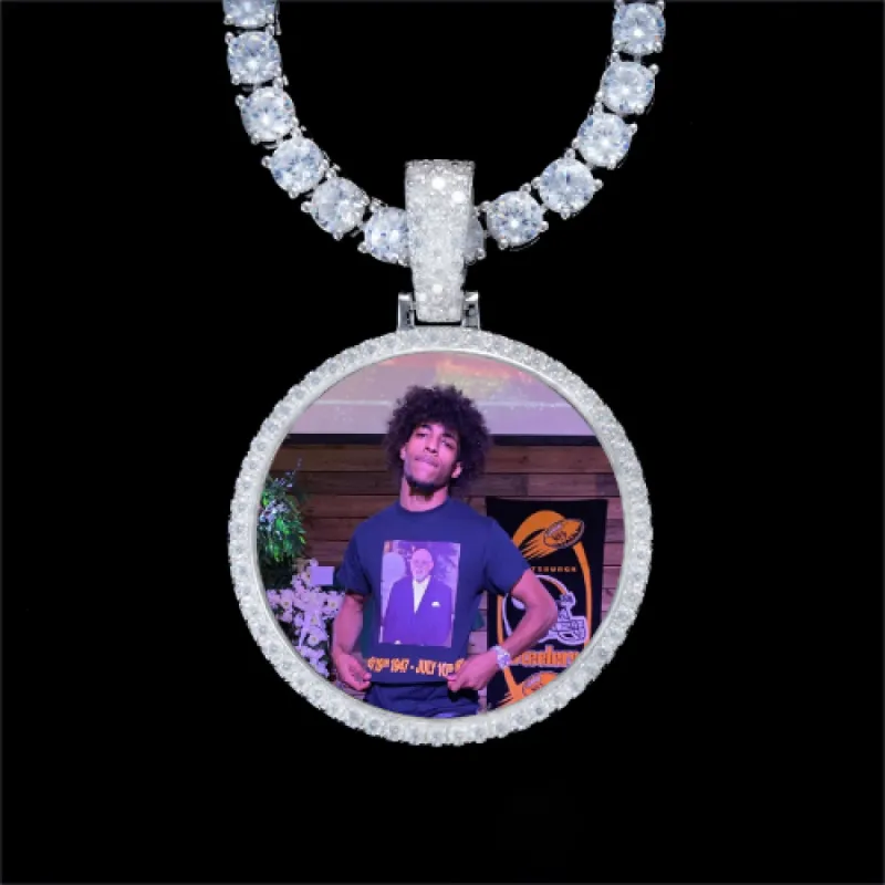 925S & VVS Moissanite 3D Circle Custom Picture Pendant sold by The GUU Shop
