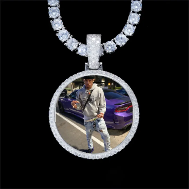 925S & VVS Moissanite 3D Circle Custom Picture Pendant sold by The GUU Shop