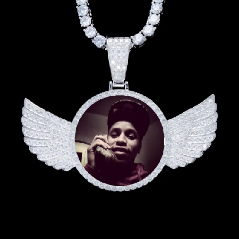 925S & VVS Moissanite 3D Wing Custom Picture Pendant sold by The GUU Shop