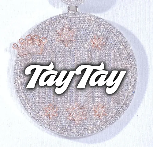 CUSTOM LETTER NECKLACE 3D BIG CROWN DISC sold by The GUU Shop