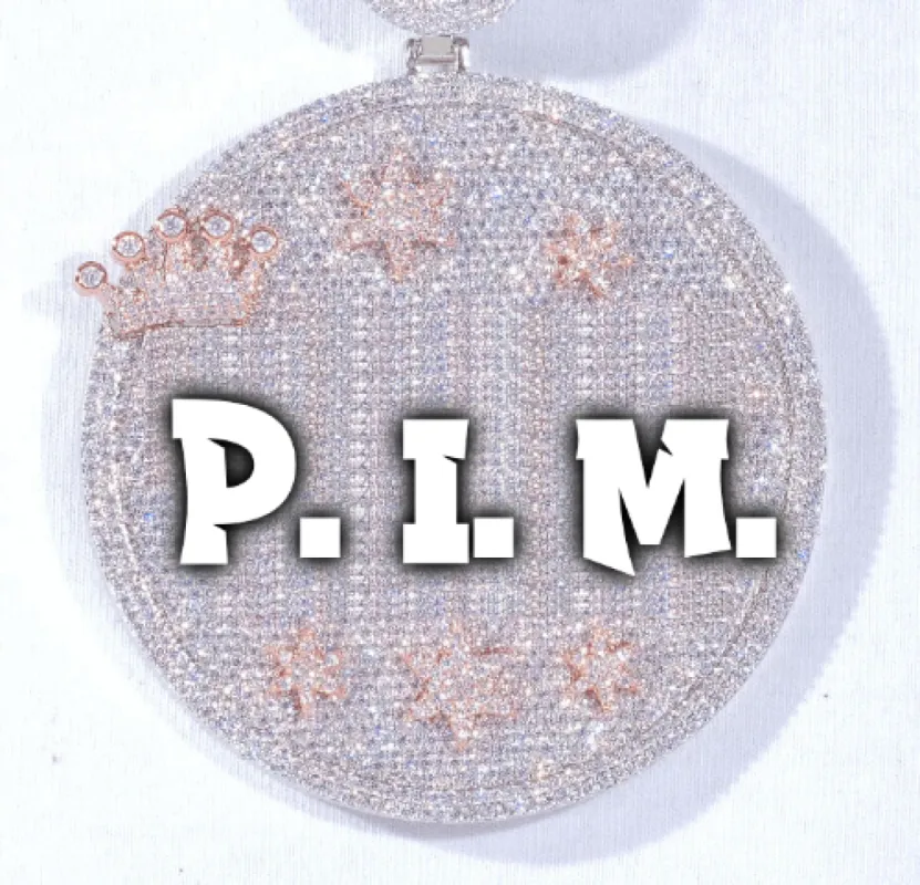 CUSTOM LETTER NECKLACE 3D BIG CROWN DISC made by The GUU Shop