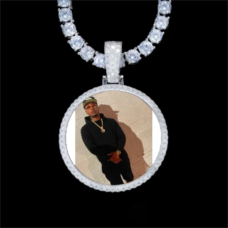 925S & VVS Moissanite 3D Circle Custom Picture Pendant sold by The GUU Shop