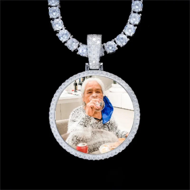 925S & VVS Moissanite 3D Circle Custom Picture Pendant sold by The GUU Shop