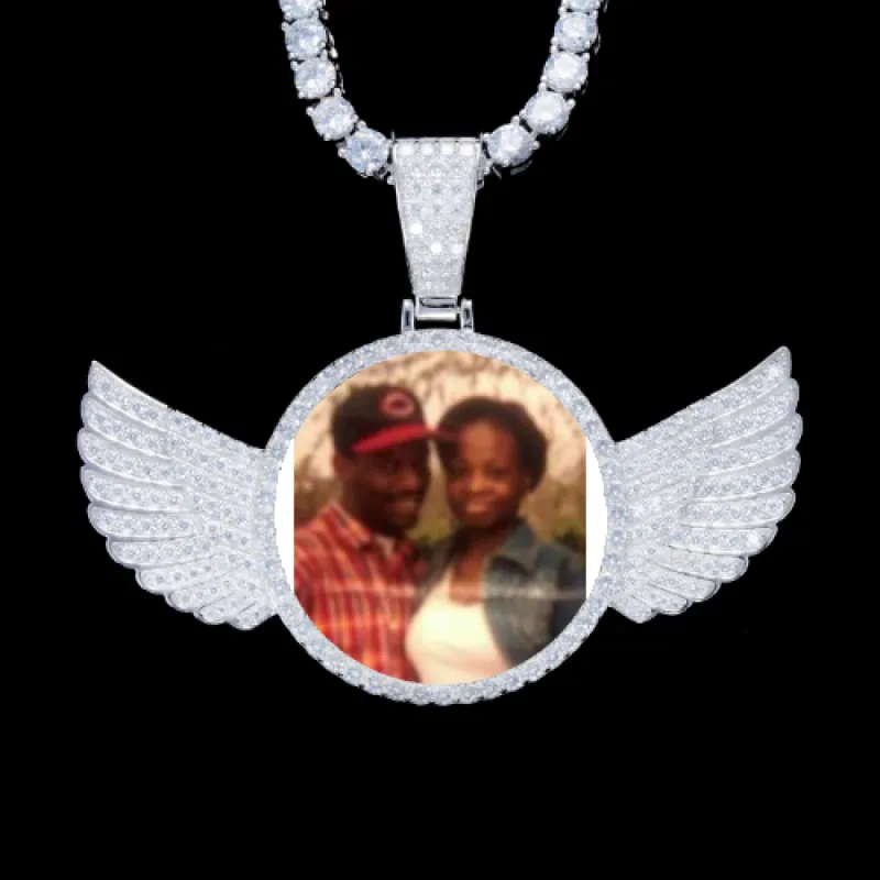 925S & VVS Moissanite 3D Wing Custom Picture Pendant sold by The GUU Shop