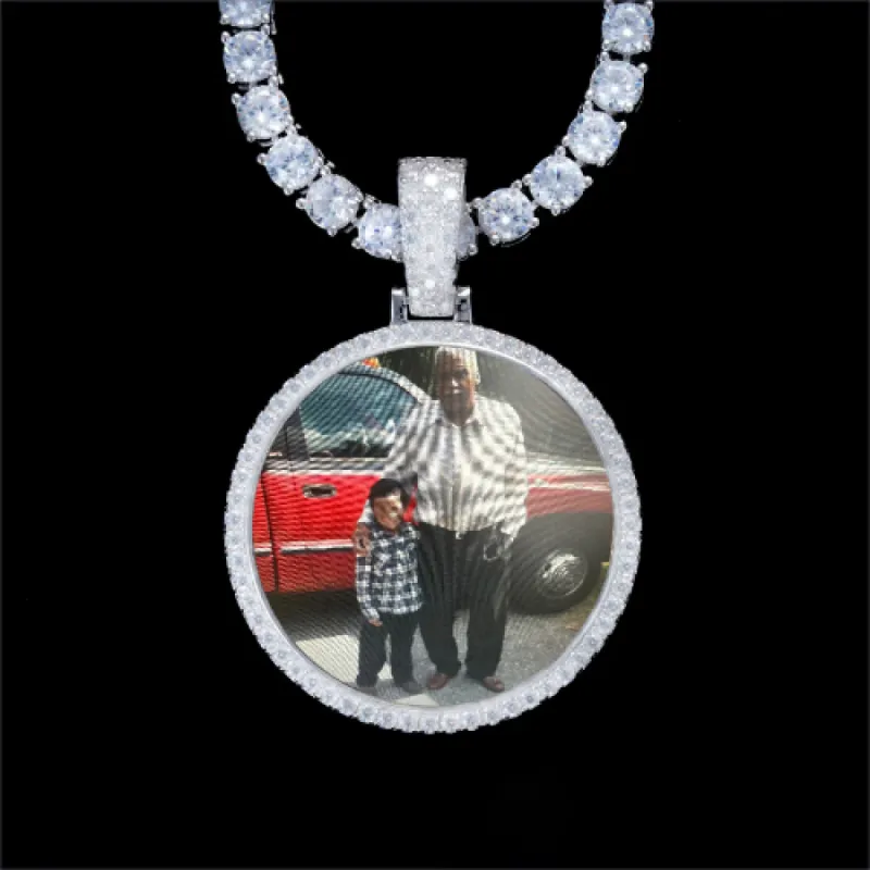 925S & VVS Moissanite 3D Circle Custom Picture Pendant sold by The GUU Shop