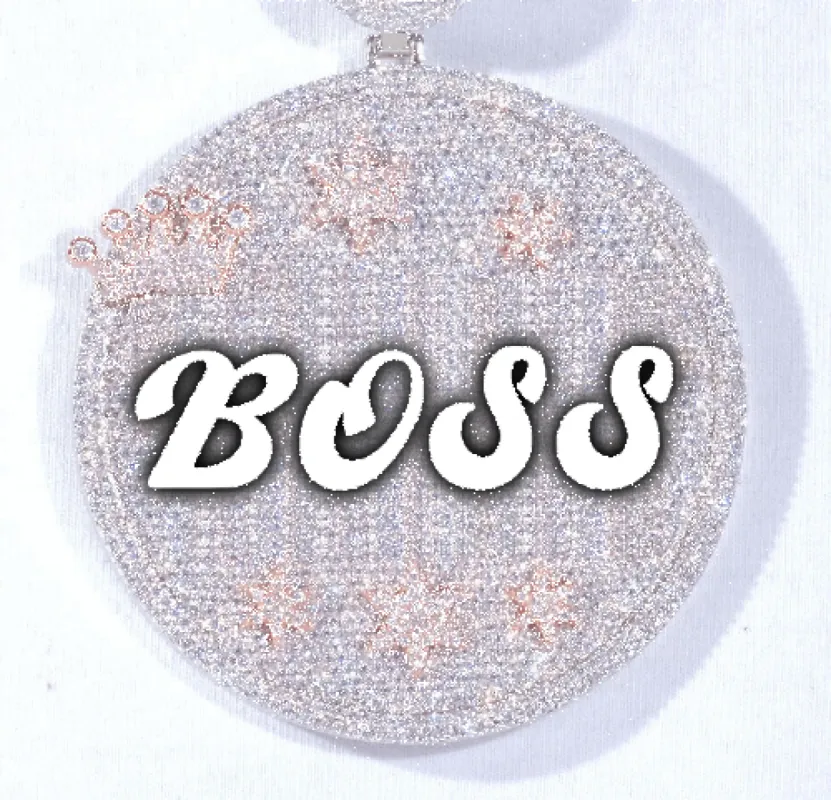 CUSTOM LETTER NECKLACE 3D BIG CROWN DISC sold by The GUU Shop