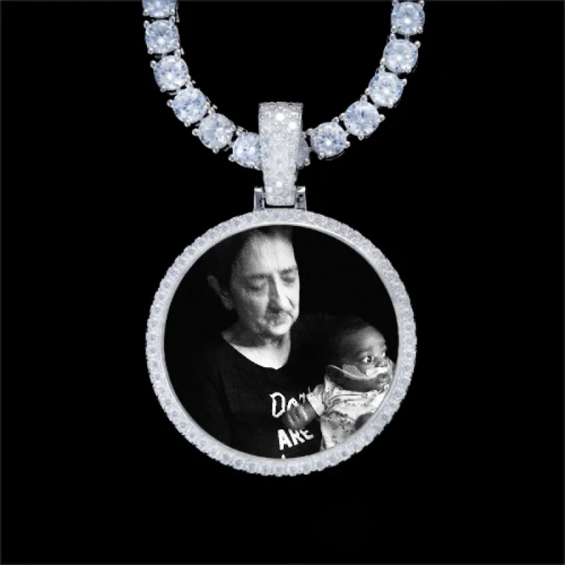 925S & VVS Moissanite 3D Circle Custom Picture Pendant sold by The GUU Shop