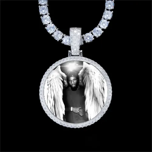 925S & VVS Moissanite 3D Circle Custom Picture Pendant sold by The GUU Shop