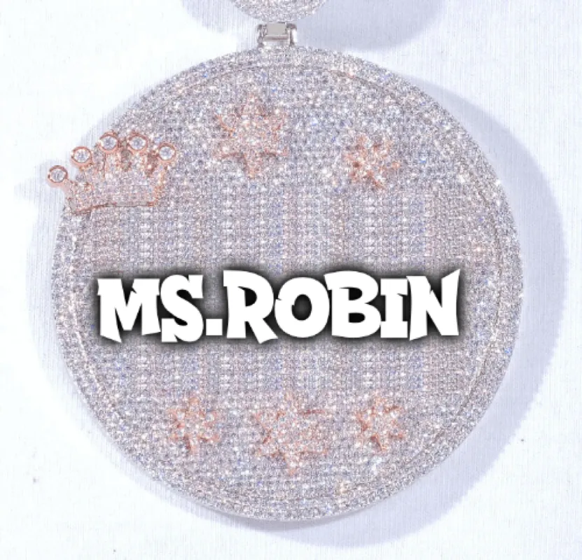 CUSTOM LETTER NECKLACE 3D BIG CROWN DISC sold by The GUU Shop