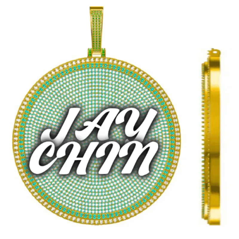 CUSTOM LETTER NECKLACE 3D BIG DISC sold by The GUU Shop